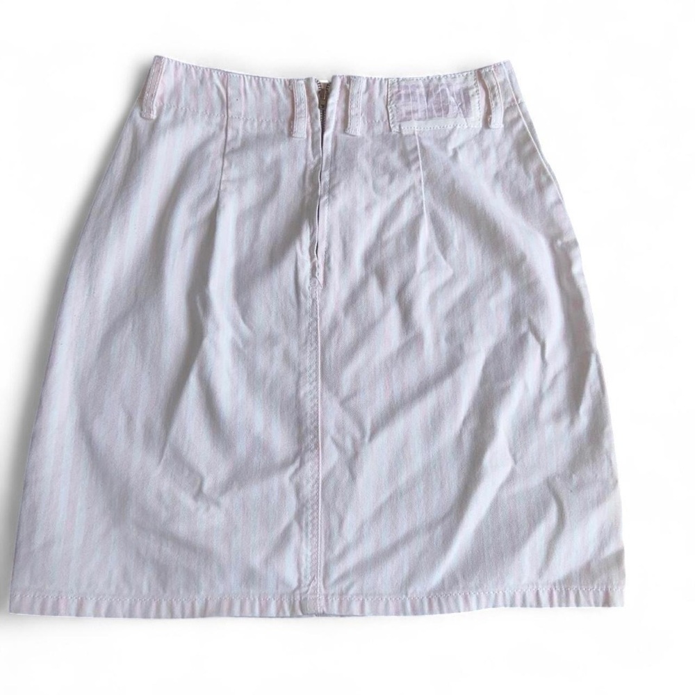 Vintage Y2K Bongo White And Pink Striped Denim Micro Mini Skirt Size S